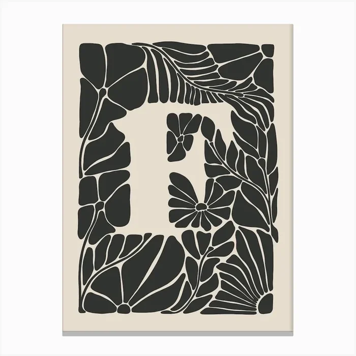 Botanical Letter F No 0746 Canvas Print by Firum Studio