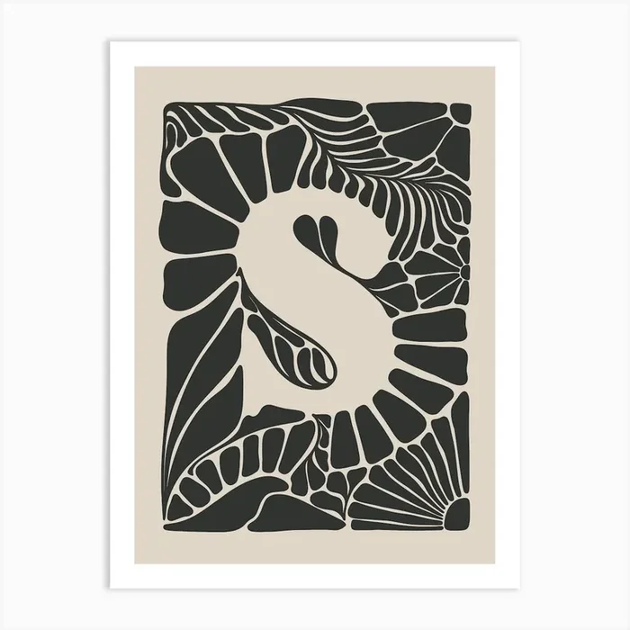 Botanical Letter S No 0759 Art Print by Firum Studio