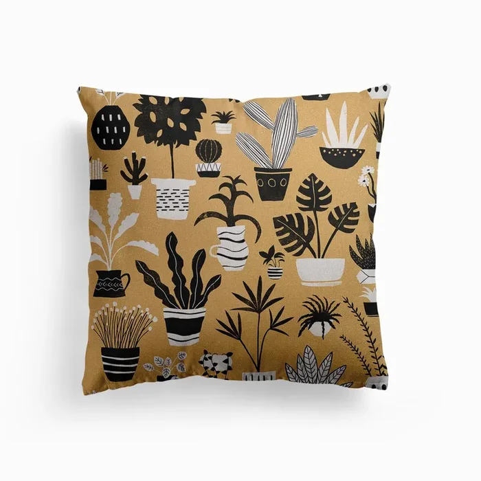 Botanicals On Clay Background Canvas Cushion by Gagica Contra