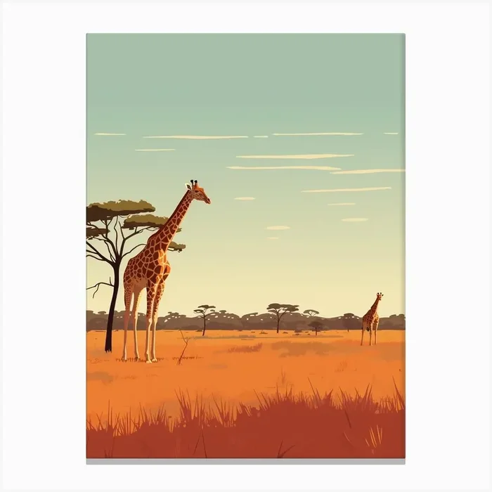 Botswana 3 Travel Illustration Canvas Print by WanderWall Prints