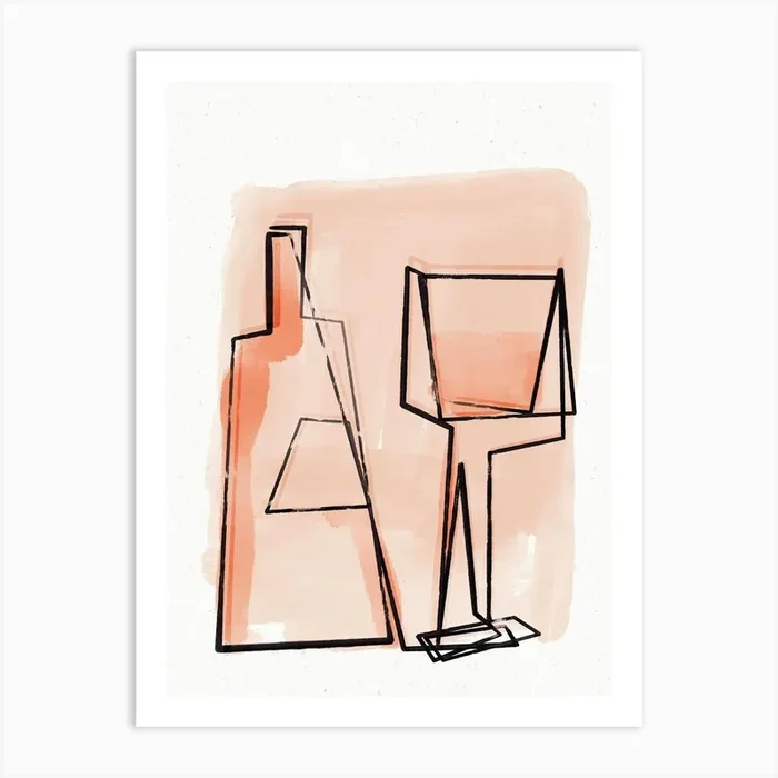 Bottle And Glass 1 Art Print by Treechild