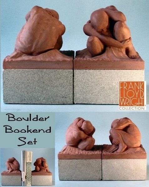 Boulder Bookend Statues Set by Frank Lloyd Wright