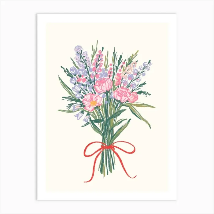 Bouquet Of Wild Flowers. Pencil Sketch Art Print by alenaganzhela