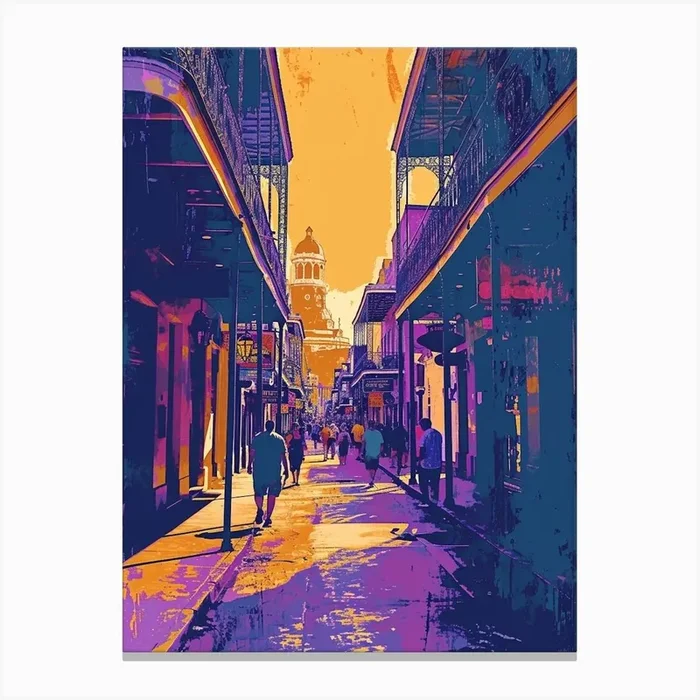 Bourbon Street Retro Pop Art Illustration (3) Canvas Print by PixelPerfect