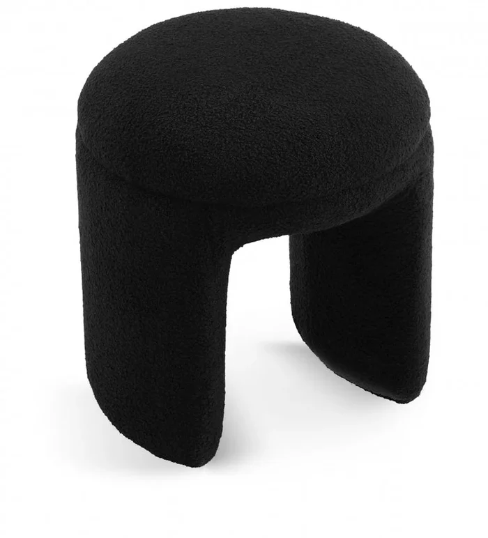 Bowen Faux Shearling Teddy Fabric Upholstered Stool