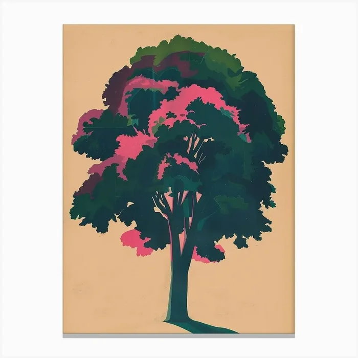Boxwood Tree Colourful Illustration 3 1 Canvas Print by Bough And Bloom Artistry
