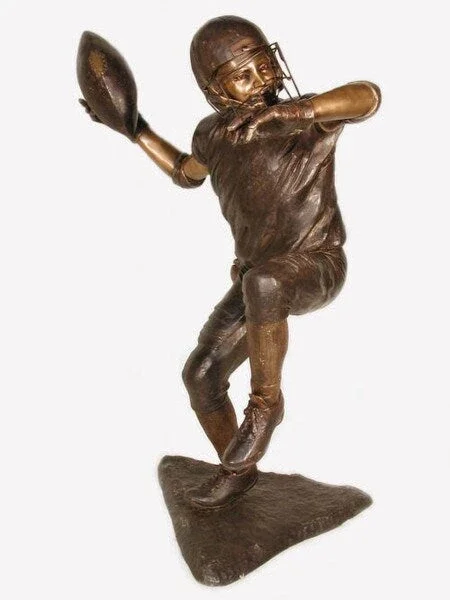 Boy Throwing Football Player Bronze Sculpture