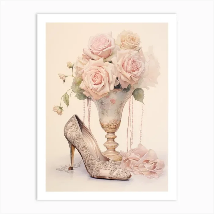 Bridal Shoes and roses – vintage items Art Print by DBmedia