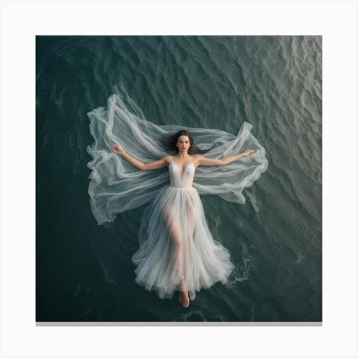 Bride Floats In The Water Canvas Print by Cats for you