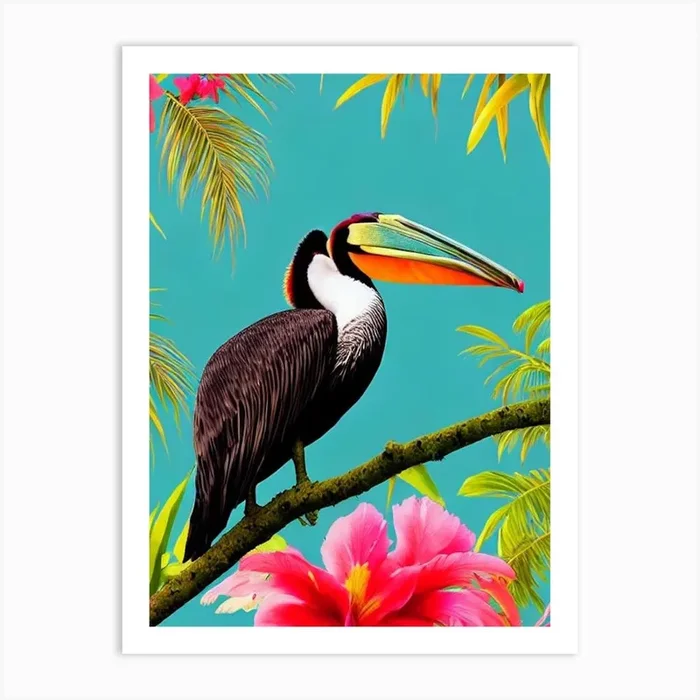 Brown Pelican Tropical bird Art Print by Featherline