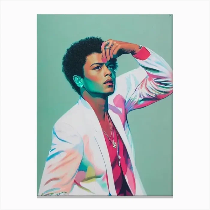 Bruno Mars 2 Colourful Illustration Canvas Print by The Music Lab