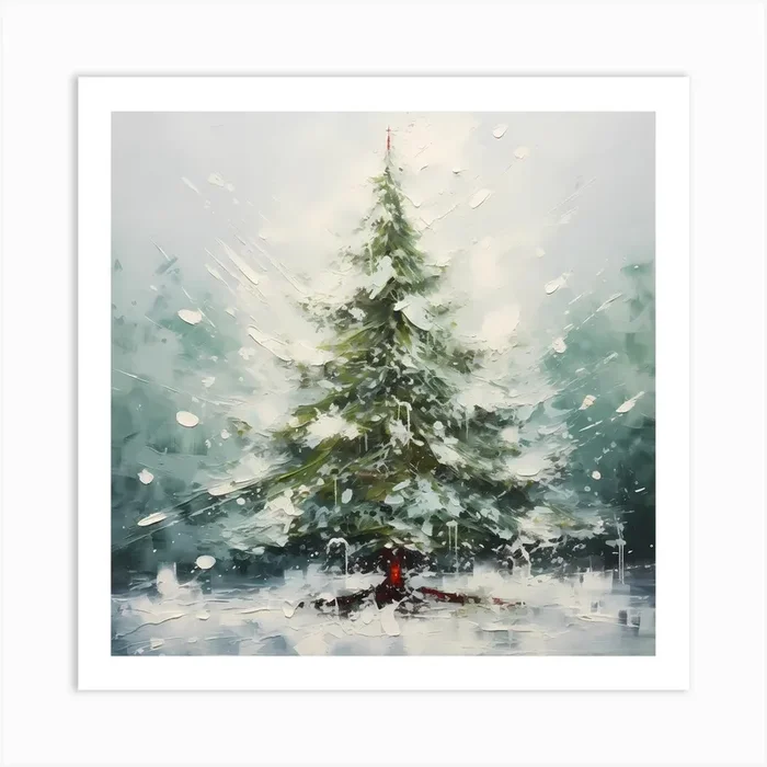 Brushed Blessings of Yule Art Print by Quantum Vivid Digital Art