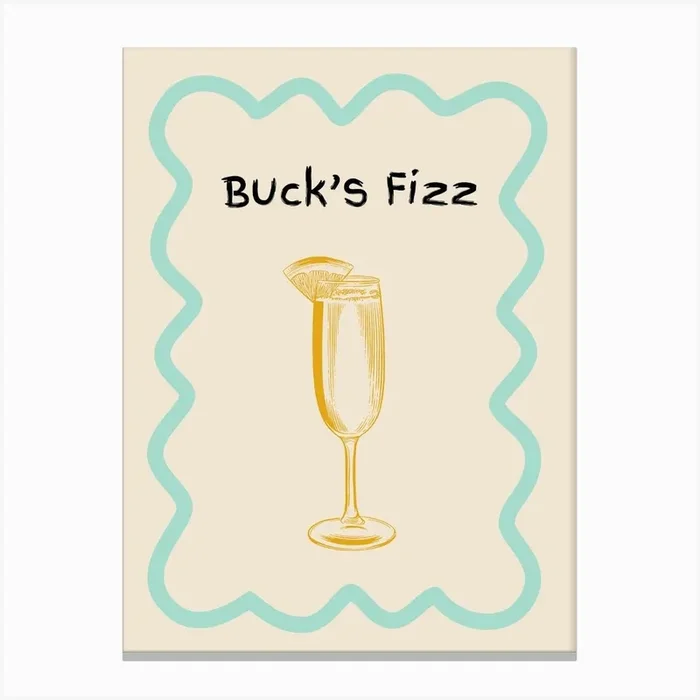 Bucks Fizz Doodle Poster Teal & Orange Canvas Print by Artful Appetite