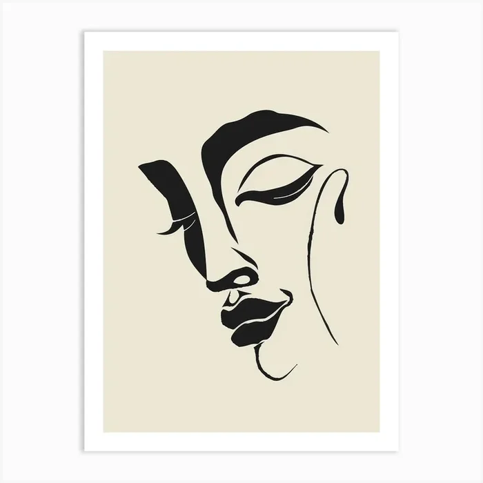Buddha Face Art Print by Moving Clouds Art