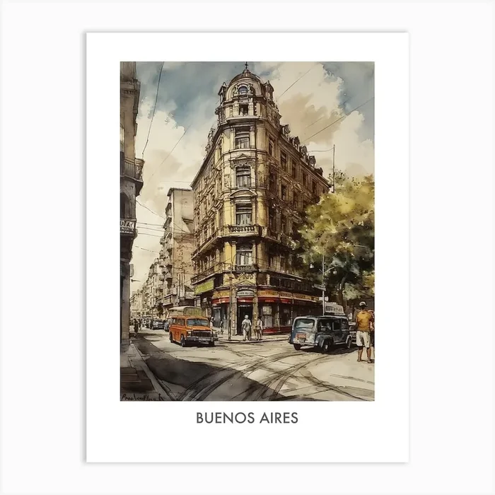 Buenos Aires 3 Argentina Travel Poster Art Print by Fusion Designs