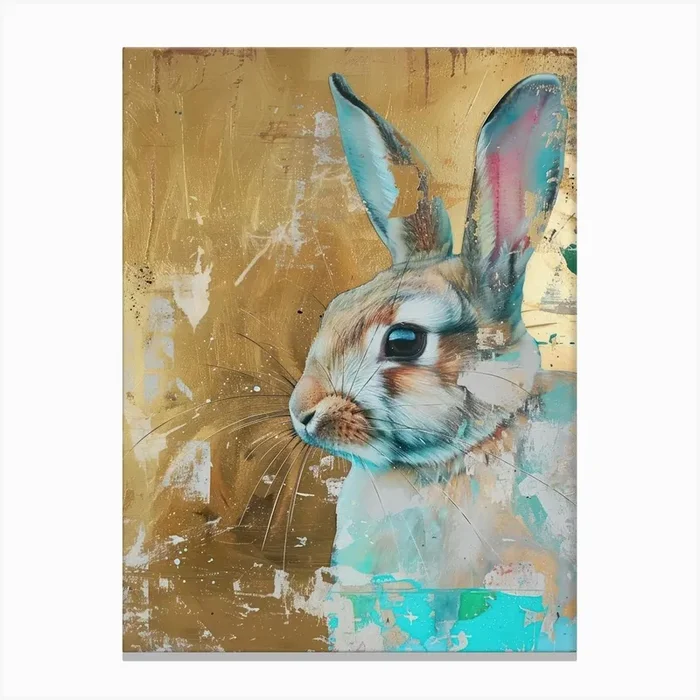 Bunny Gold Effect Collage 2 Canvas Print by Tropic of Eden