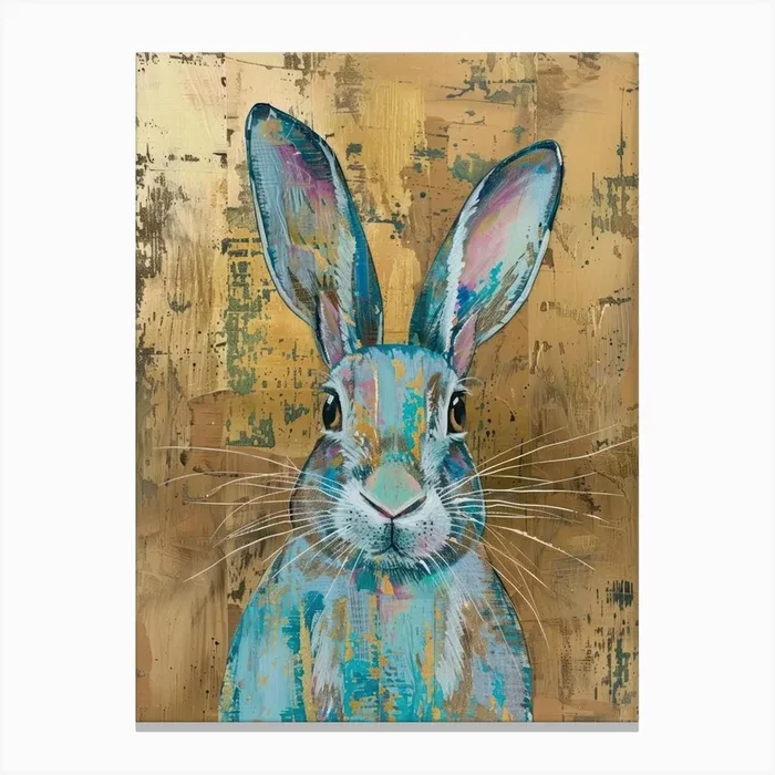 Bunny Gold Effect Collage 5 Canvas Print by Tropic of Eden