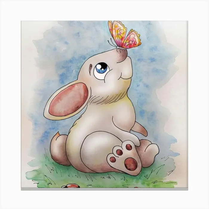 Bunny With Butterfly Canvas Print by Super_Art