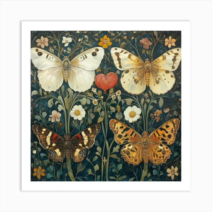 Butterflies And Flowers Art 3 Art PrintS by Saiful
