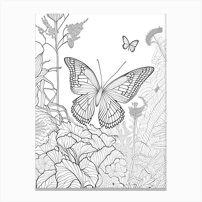 Butterfly In Botanical Gardens William Morris Inspired 2 Canvas PrintPP by Papillon Prints