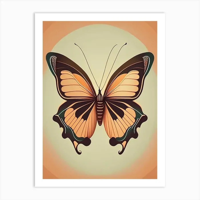 Butterfly Outline Retro Illustration 1 Art PrintPP by Papillon Prints