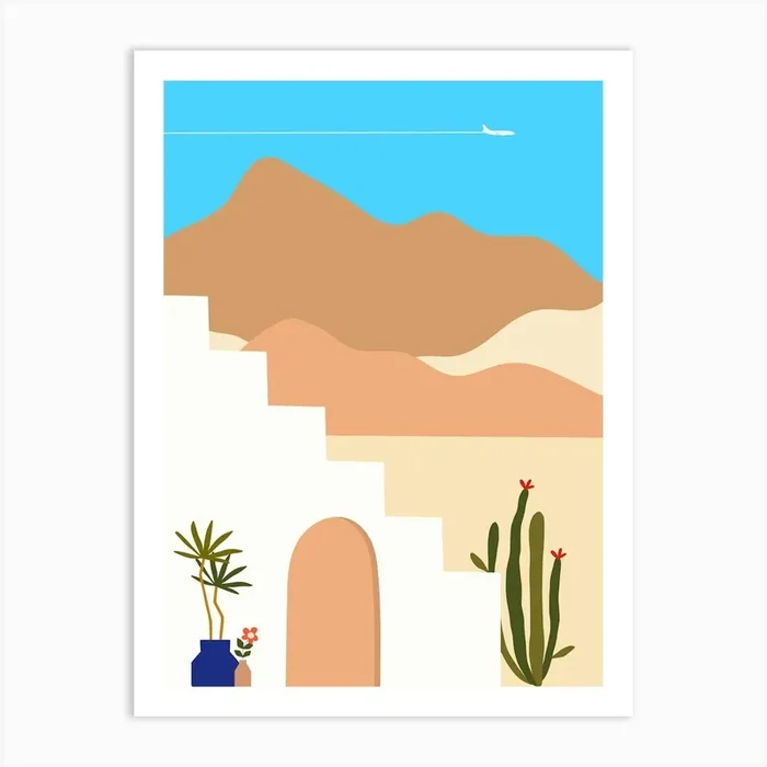Cactus In The Desert. Boho, Boho decor: Egypt, Morocco, Tunisia poster #1 Art Print by Synthwave1950