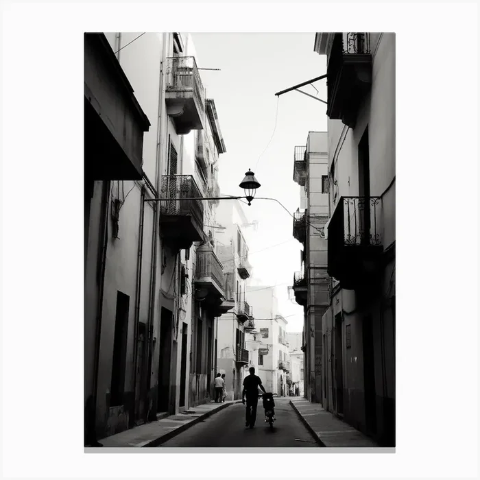 Cagliari, Italy, Mediterranean Black And White Photography Analogue 1 Canvas Print by Monochrome Vistas