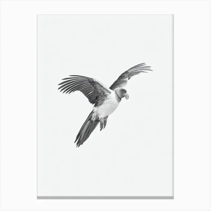 California Condor B&W Pencil Drawing 2 Bird Canvas Print by Featherline