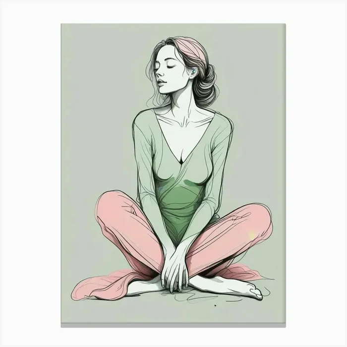 Calm Woman Portrait Art Print (3) Canvas Print by Hamza