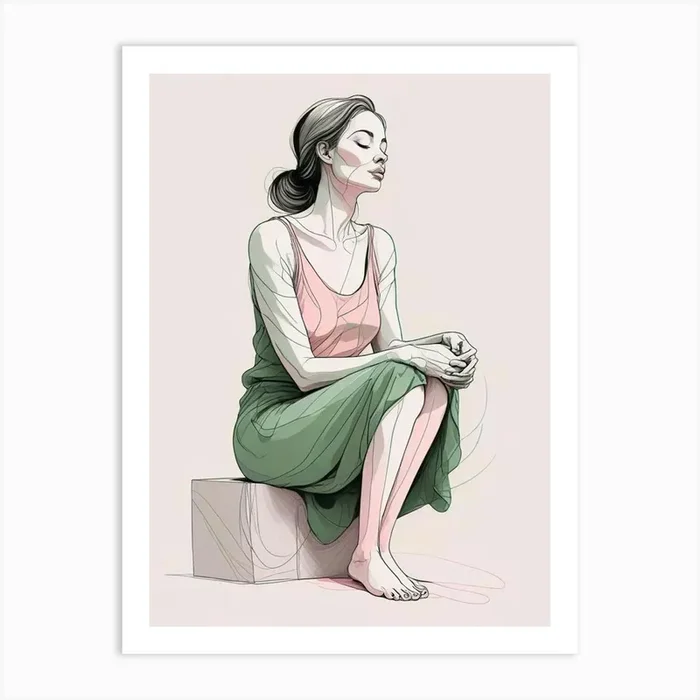 Calm Woman Portrait Art Print (4) Art Print by Hamza