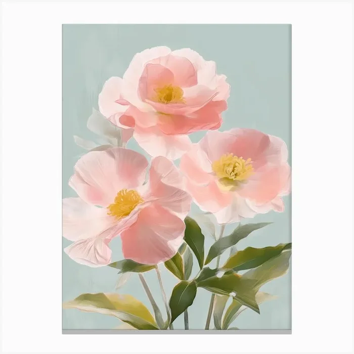 Camellia Flowers Acrylic Pastel Colours 1 Canvas Print by Fusion Designs