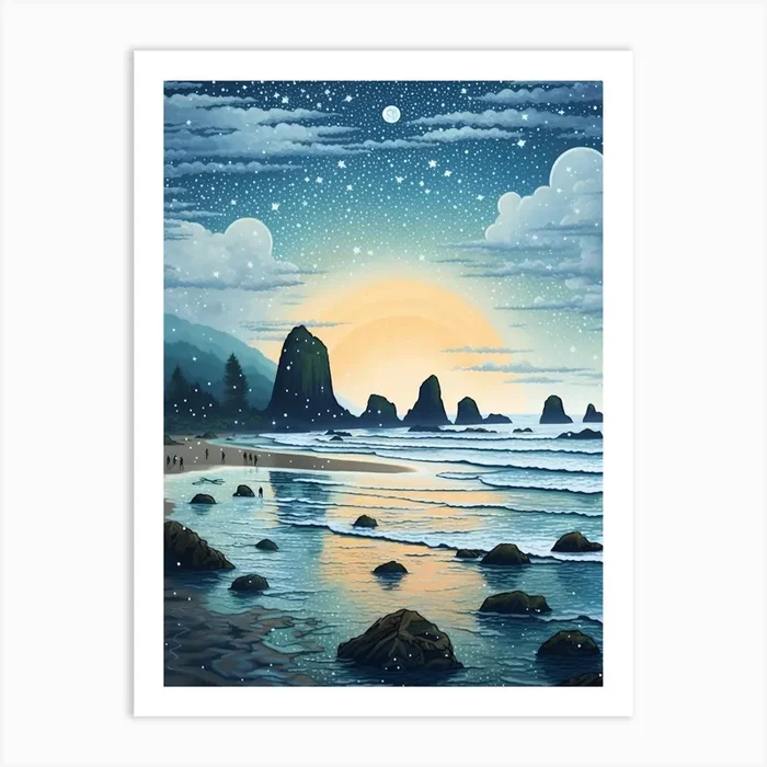 Cannon Beach Washington Retro Pop Art 11 Art Print by PixelPerfect