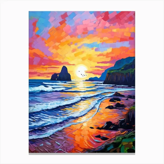 Cannon Beach Washington Retro Pop Art 2 Canvas Print by PixelPerfect