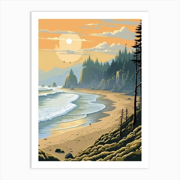 Cannon Beach Washington Retro Pop Art 8 Art Print by PixelPerfect