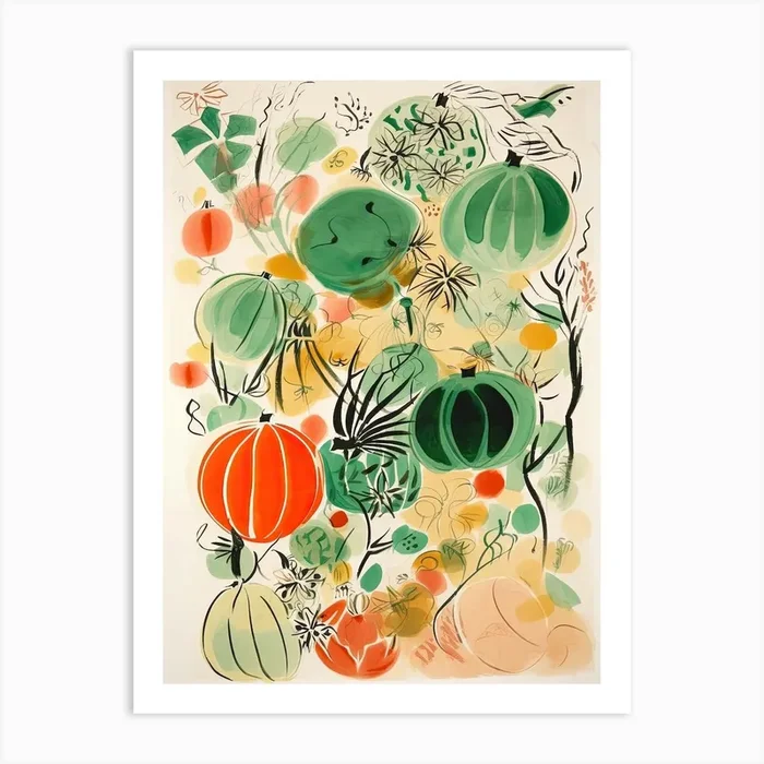 Cantalupe Fruit Drawing 4 Art Print by Colourful Harvest
