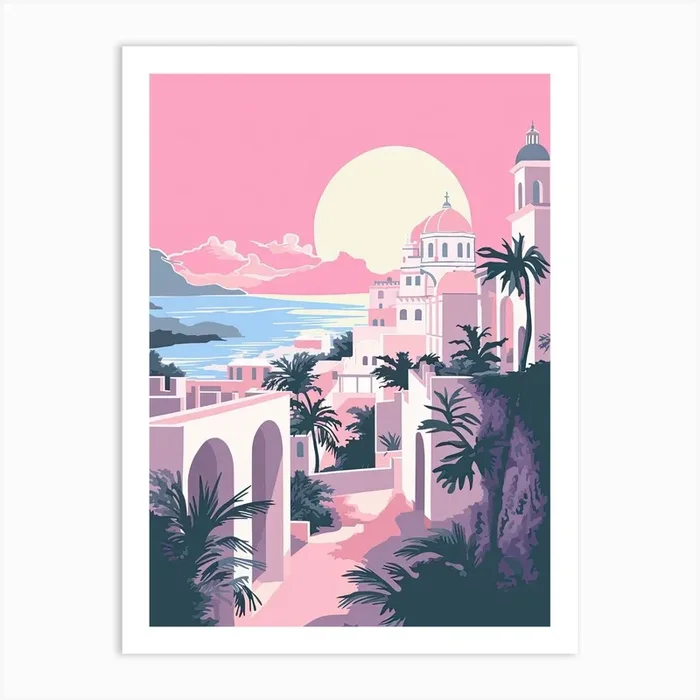 Capri In Risograph Style 3 Art Print by Vintage Ink