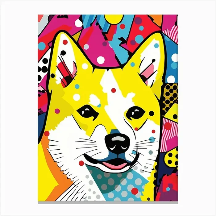 Cartoon Pop Art Shiba Inu 1 Canvas Print by PopArt Pals