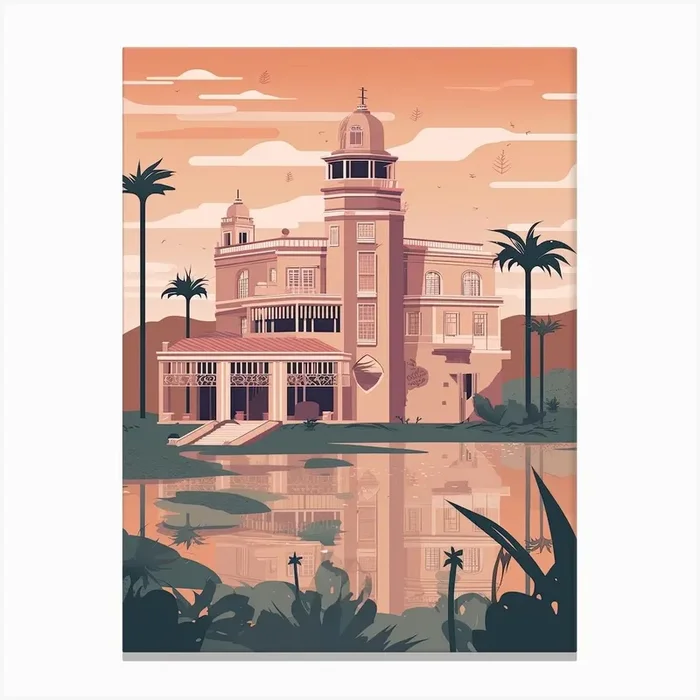 Casablanca Morocco Travel Illustration 4 Canvas Print by Fusion Designs
