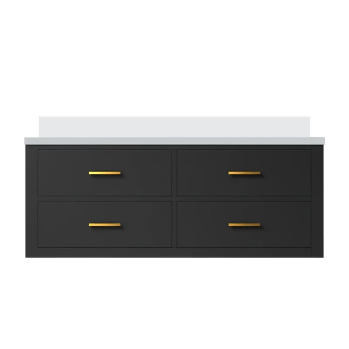 Castor 48 in W x 22 in D Black Double Bath Vanity and Cultured Marble Top