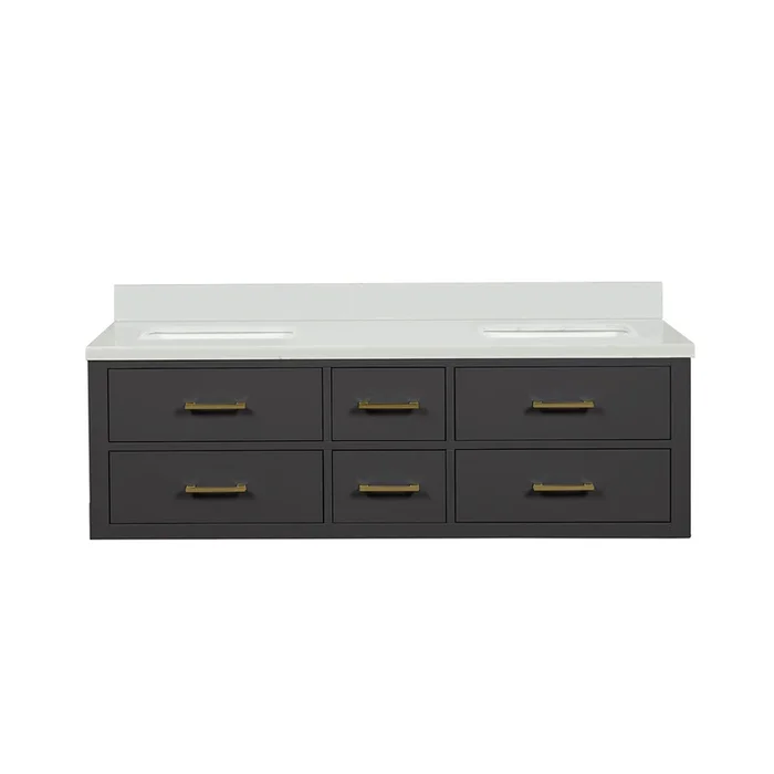 Castor 60 in W x 22 in D Black Double Bath Vanity and Cultured Marble Top