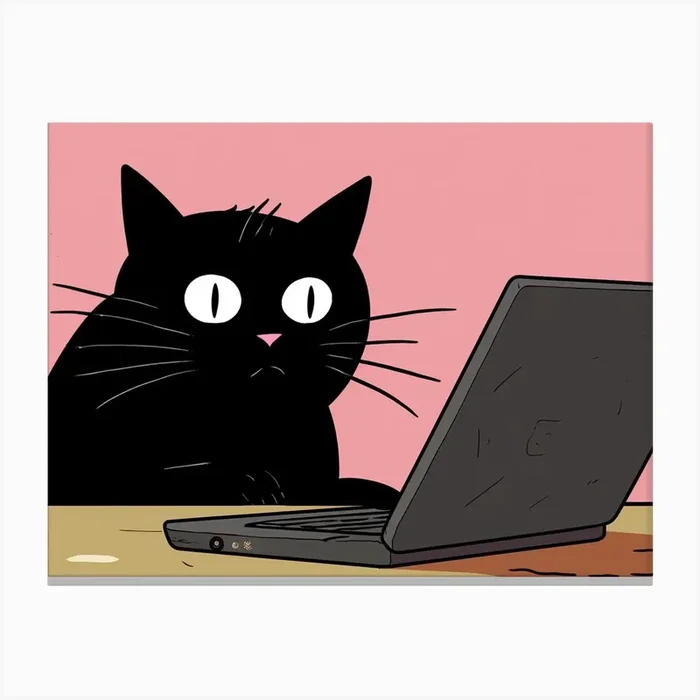 Cat On A Laptop Canvas Print by DBmedia