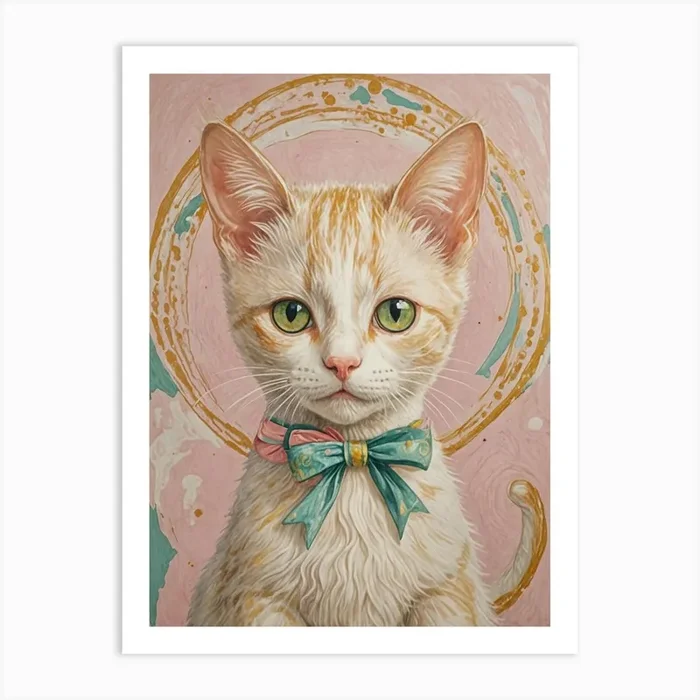 Cat With Bow Tie Art PrintDP by Daydream Pacific