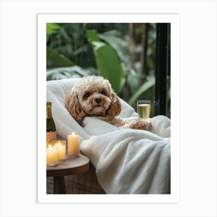 Cavapoo At The Spa 2 Art Print by NordicDesignHouse