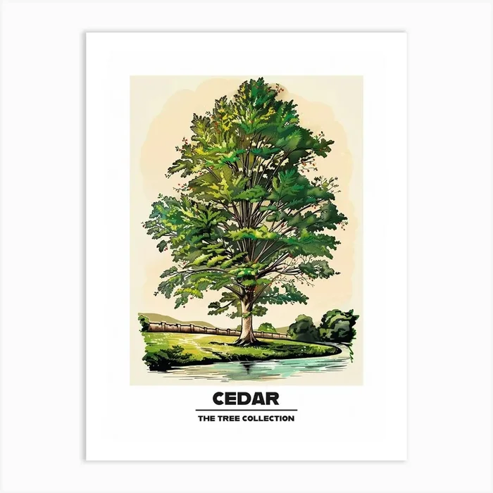Cedar Tree Storybook Illustration 2 Poster Art Print by Bough And Bloom Artistry