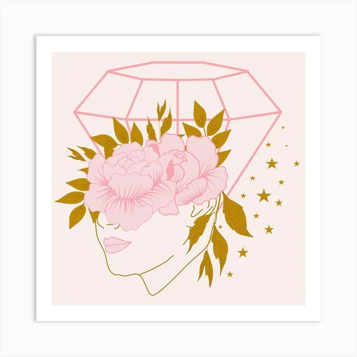 Celestial Woman And Diamond Square Art Print by Andreea Eremia Design