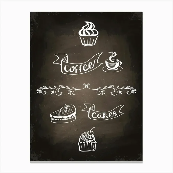 Chalkboard — Coffee poster, kitchen print, lettering 1 Canvas Print by Synthwave1950