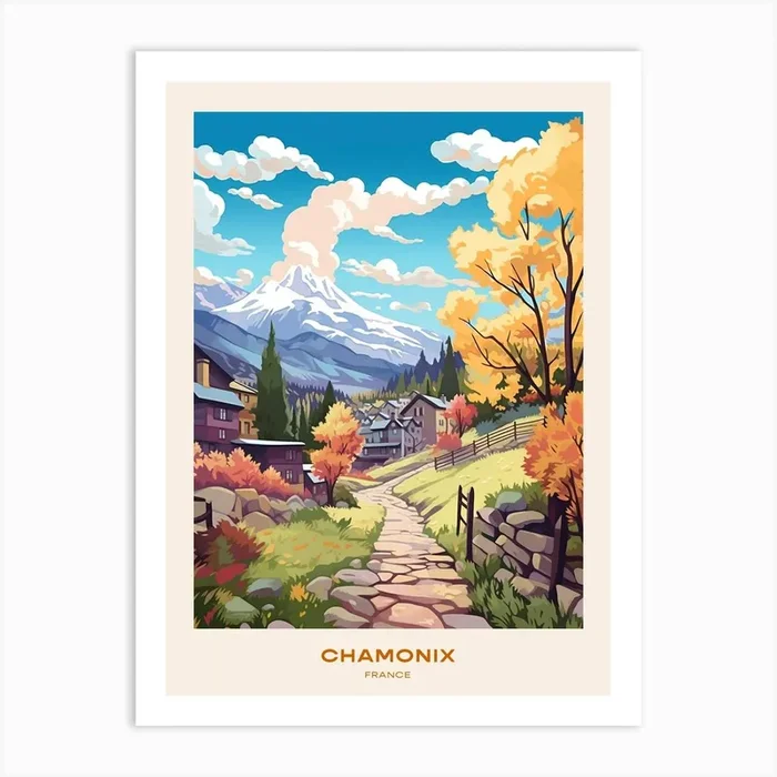 Chamonix To Zermatt France 3 Hike Poster Art Print by WanderWall Prints