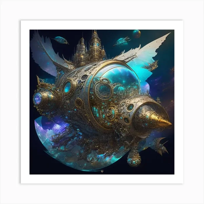 产品名称中包含顶级域名,检查并适当处理后再继续! Steampunk Spaceship Art PrintK by K.ES.Fosters.Enterprises