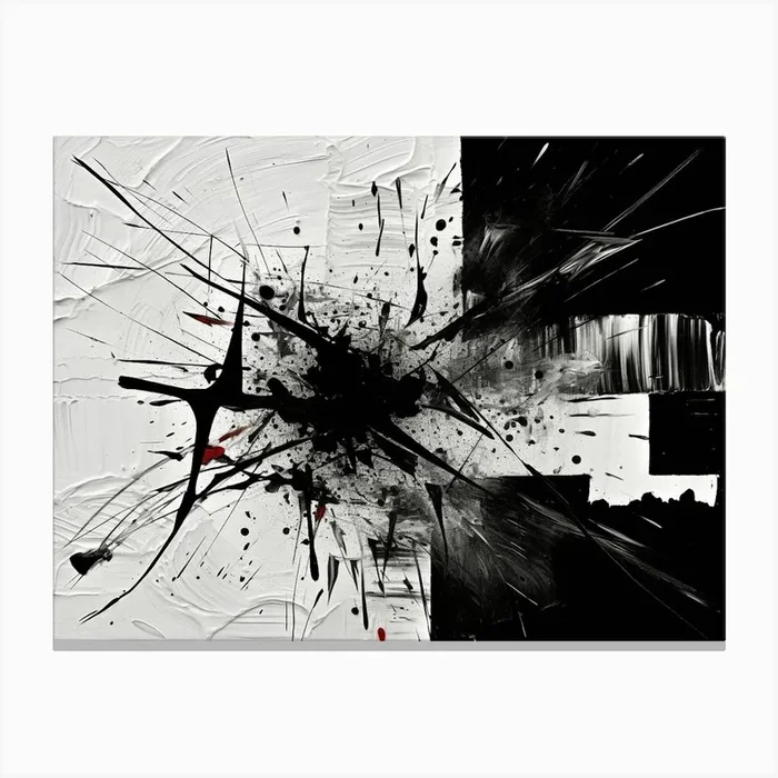 Chaos Abstract Black And White 10 Canvas Print by Abstract Art Expressions