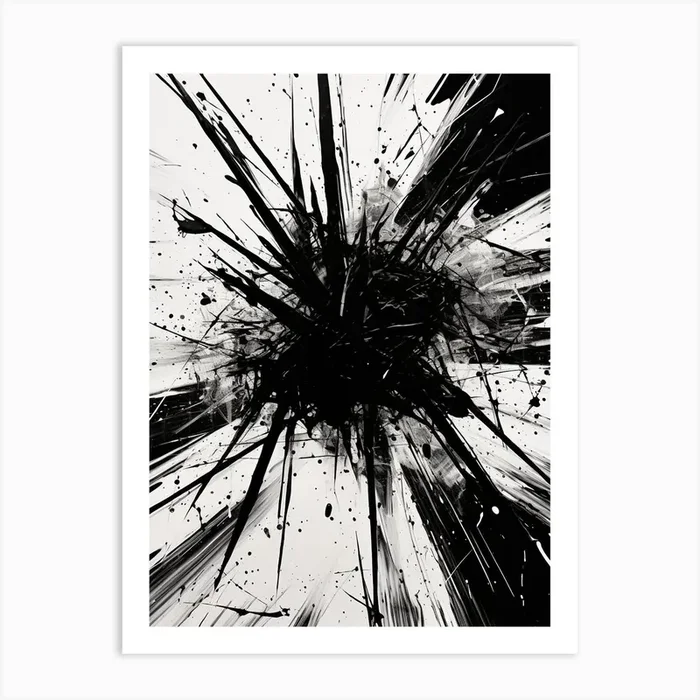 Chaos Abstract Black And White 6 Art Print by Abstract Art Expressions